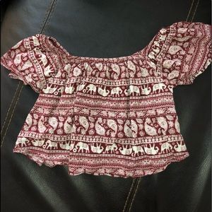 off the shoulders- elephant pattern crop top